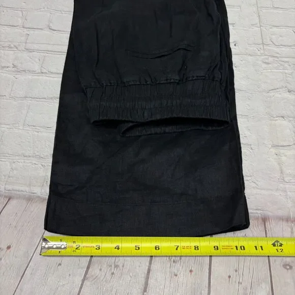 NWT Quince Women 100% Linen Wide Leg Pants Size Large Black D039 -2 - Picture 9 of 16